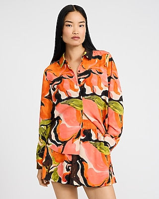 Express Women's Floral Printed Portofino Shirt in Multi