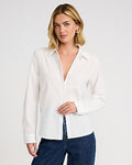 Express Women's Cotton Striped Portofino Shirt in Neutral Stripe