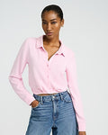 Express Women's Long Sleeve Tuck Front Shirt in Pink Small
