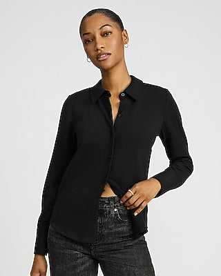 Express Women's Knit Essential Shirt in Black Small