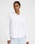 Express Women's Stretch Cotton Poplin Portofino Shirt in White