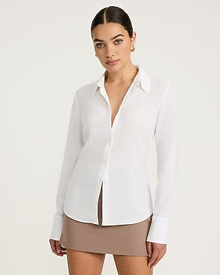 Express Women's Silky Essential Shirt in White Small