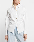 Express Women's Cinched Waist Button Up Shirt in White