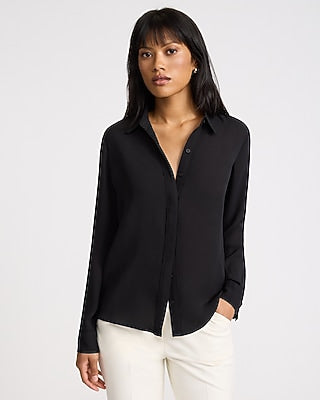 Express Women's Georgette Portofino Shirt in Black Small