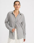 Express Women's Striped Oversized Shirt in Black Small