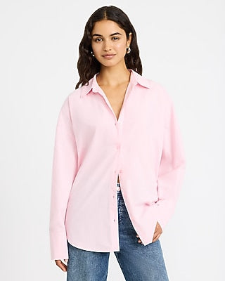 Express Women's Cotton Oversized Shirt in Pink Small