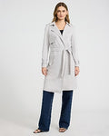 Express Women's Faux Suede Wrap Midi Trench Coat in Gray Small