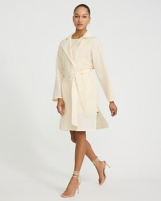 Express Women's Double Breasted Belted Midi Trench Coat in White Small