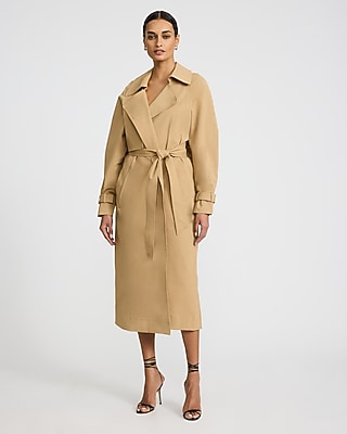 Express Women's Belted Wrap Trench Coat in Tan