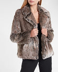 Express Women's Collared Faux Fur Coat in Gray