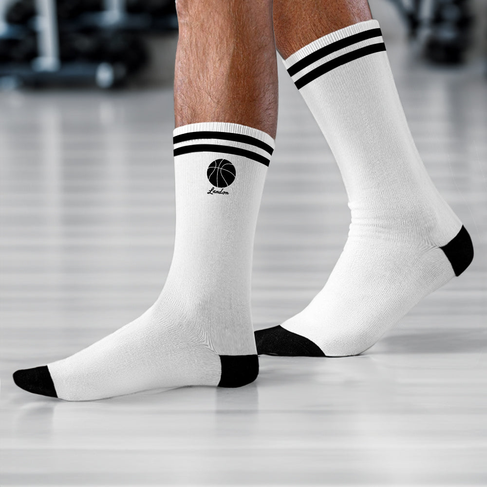 Baloncesto personalizados suave transpirable elástico Crew mediados de la mitad Calcetines Deportivos con Nombre Día del Juego Cumpleaños Regalo para los amantes del baloncesto Jugadores