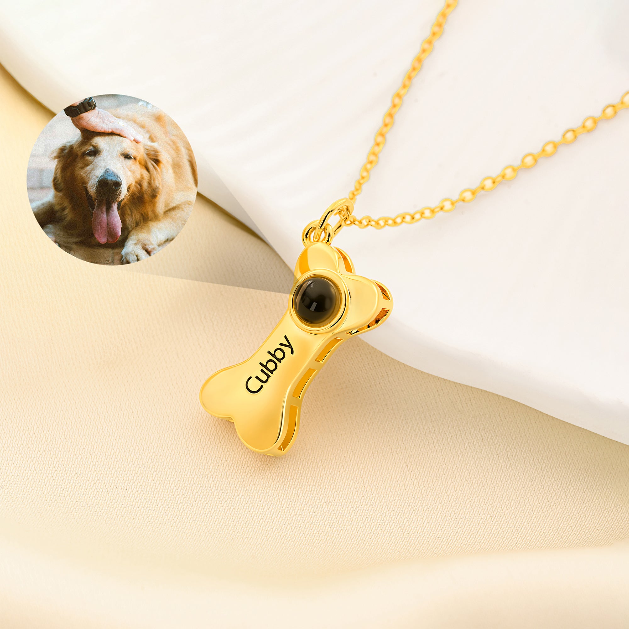 Collar personalizado de proyección de foto en forma de hueso de perro con nombre regalo de cumpleaños para amantes de mascotas y dueños