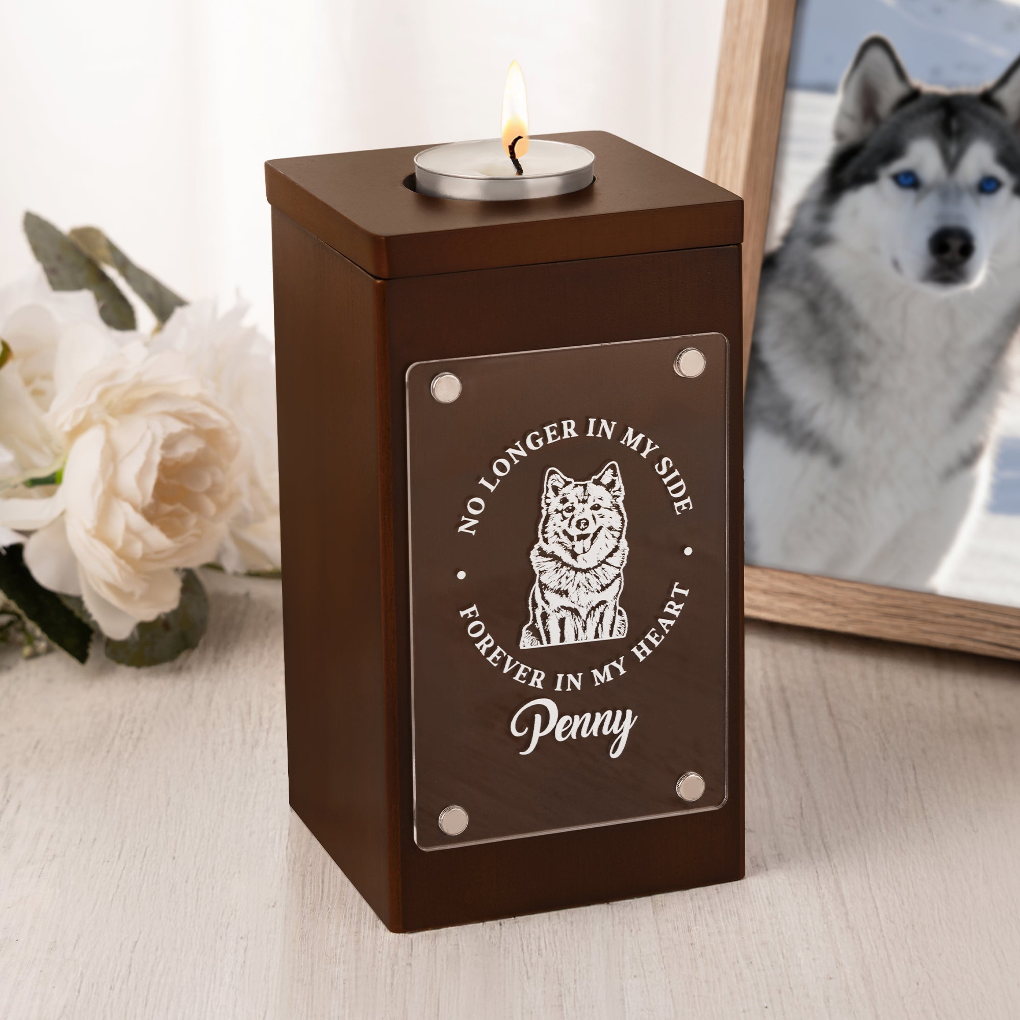 Foto personalizada de madera Memorial Pet Urna con Nombre Condolencia Simpatía Regalo por la pérdida de un ser querido dueño de la mascota