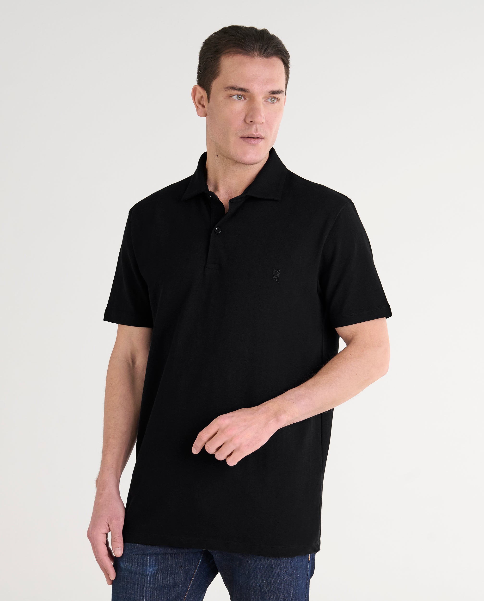 Polo Hombre Manga Corta Algodón Piqué Liso - Negro 0100_99