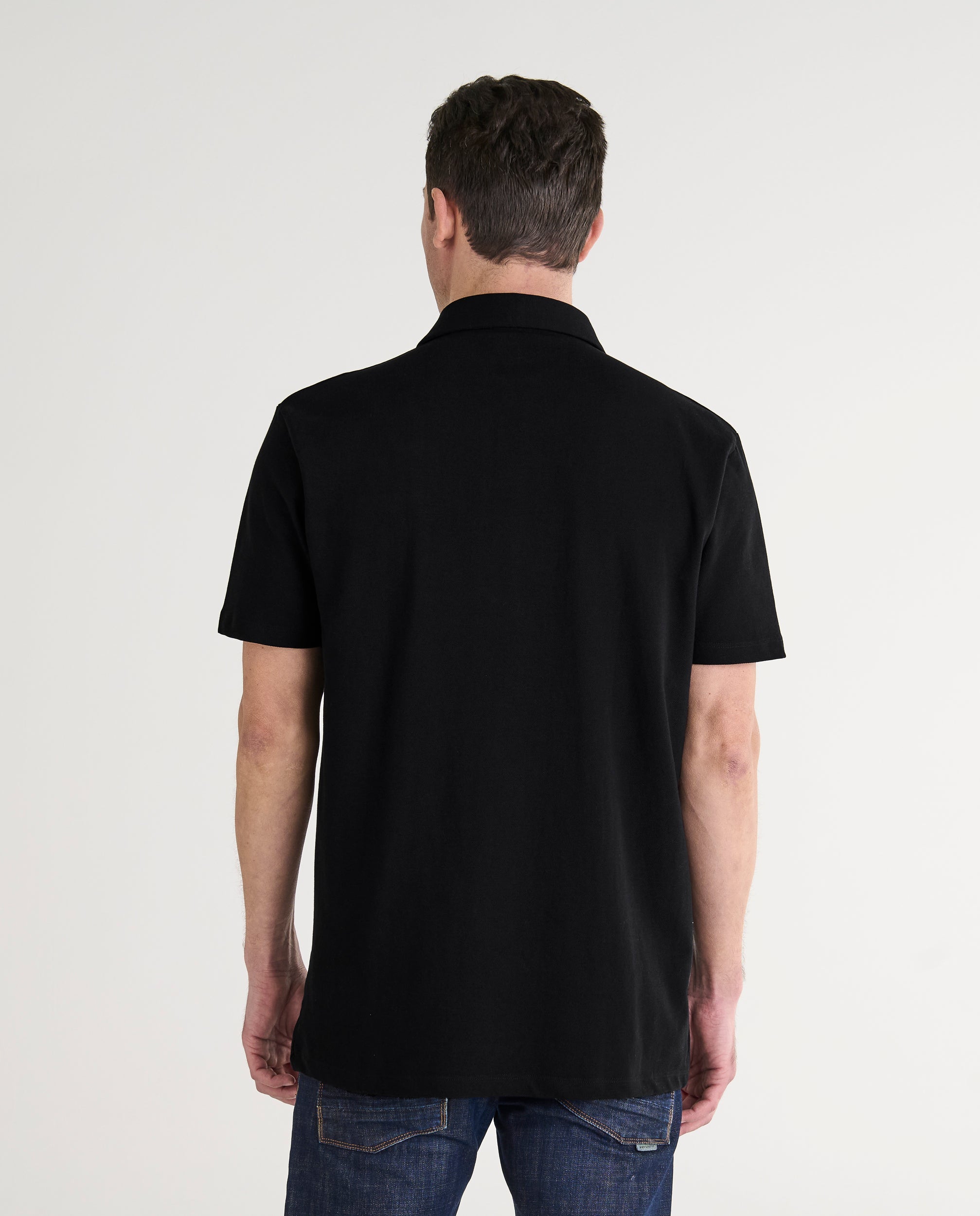 Polo Hombre Manga Corta Algodón Piqué Liso - Negro 0100_99