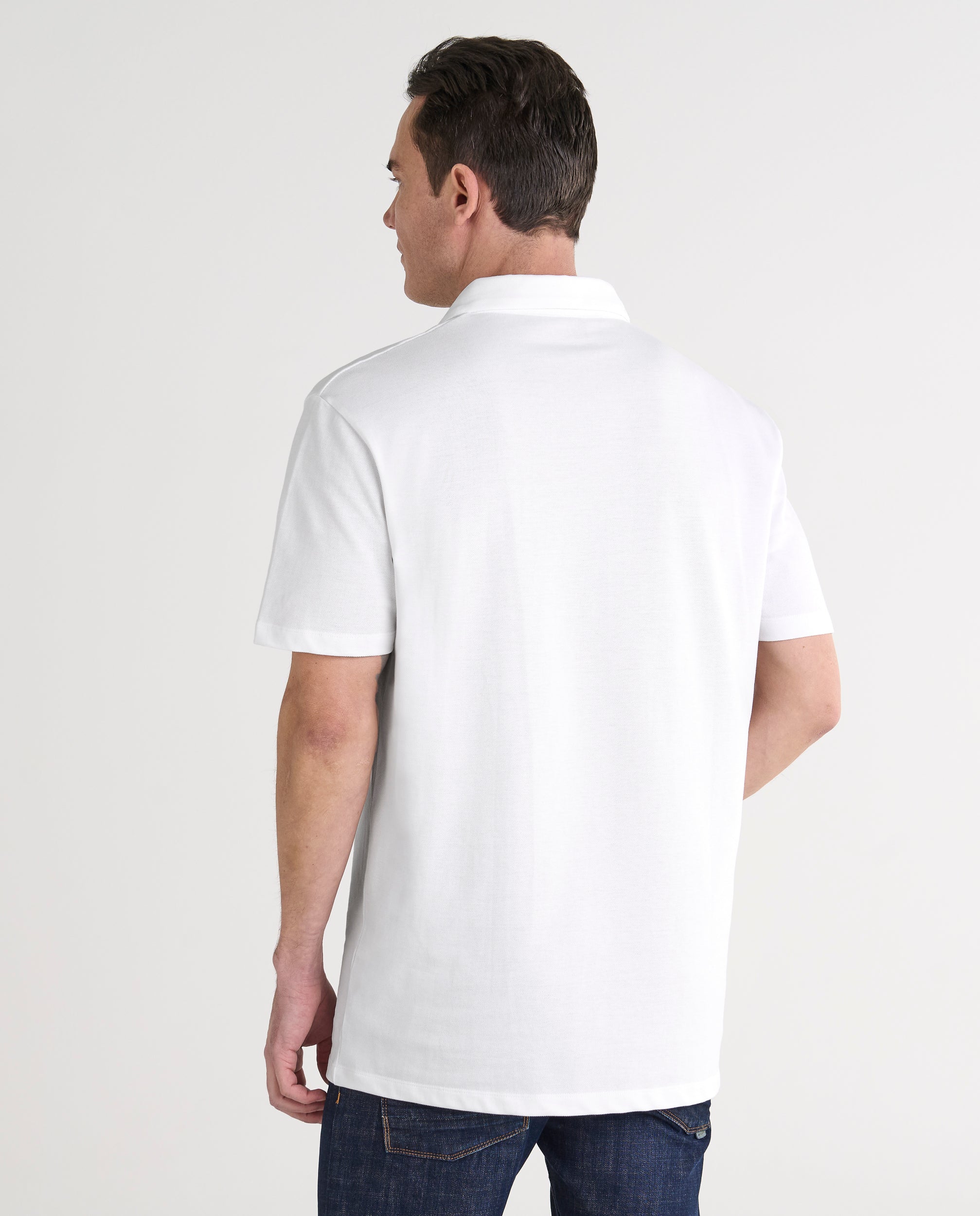 Polo Hombre Manga Corta Algodón Piqué Liso - Blanco 0101_01