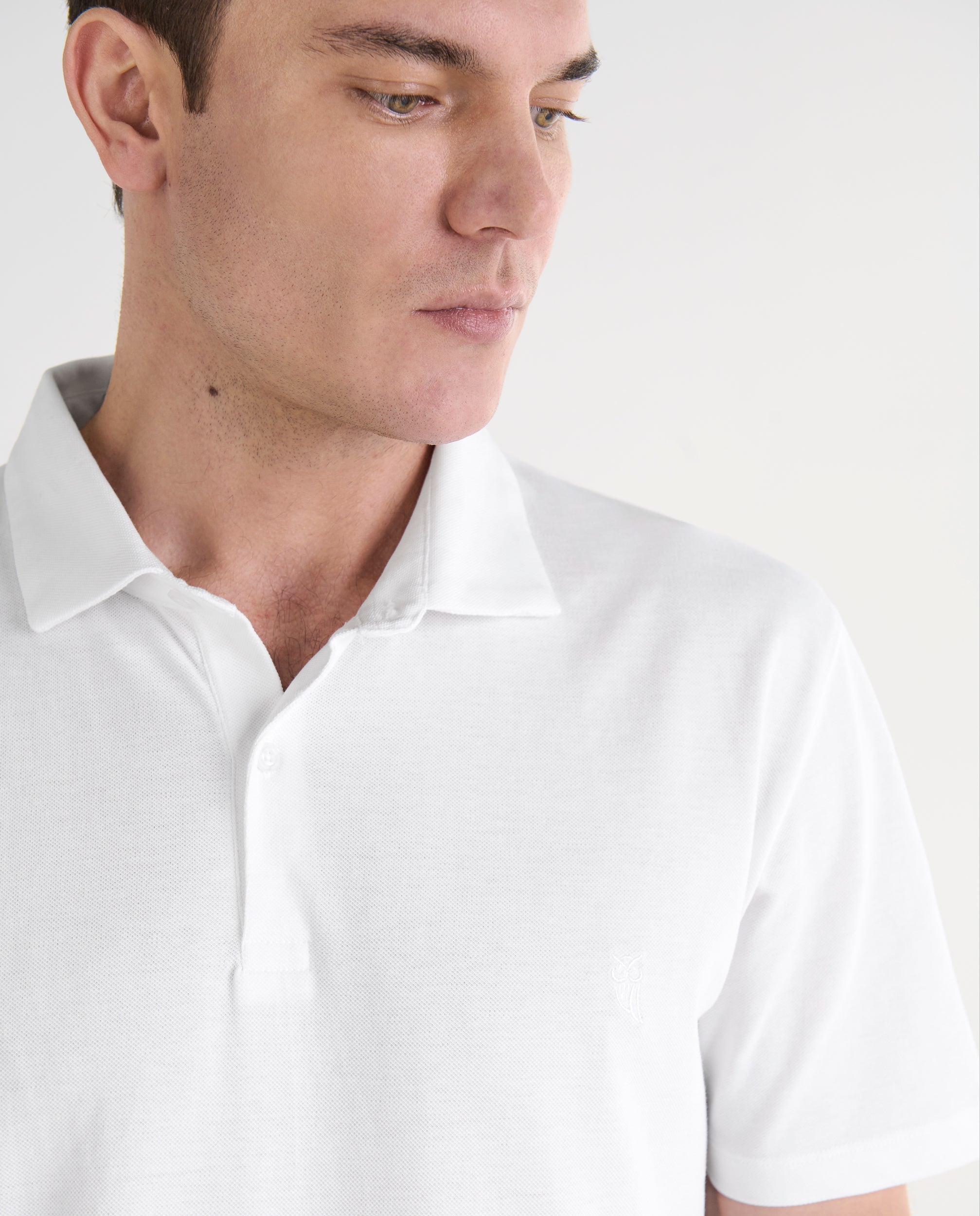 Polo Hombre Manga Corta Algodón Piqué Liso - Blanco 0101_01