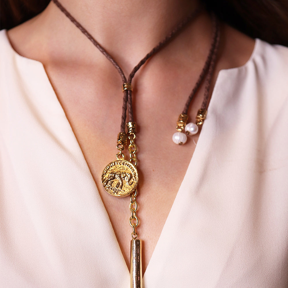 Collar largo moneda Auriga Monsul