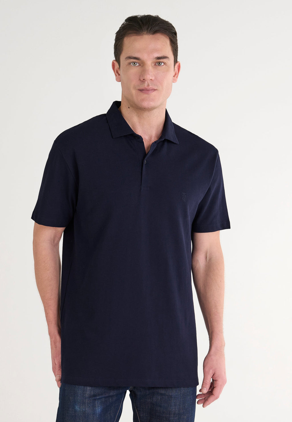 Polo Hombre Manga Corta Algodón Piqué Liso - Azul Marino 0102_39