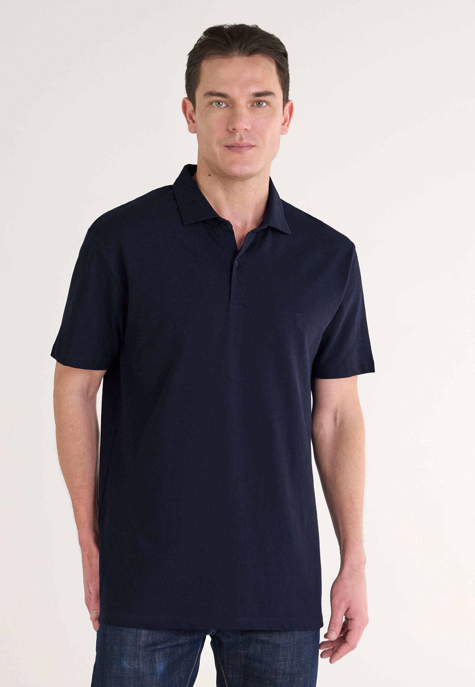 Polo Hombre Manga Corta Algodón Piqué Liso - Azul Marino 0102_39