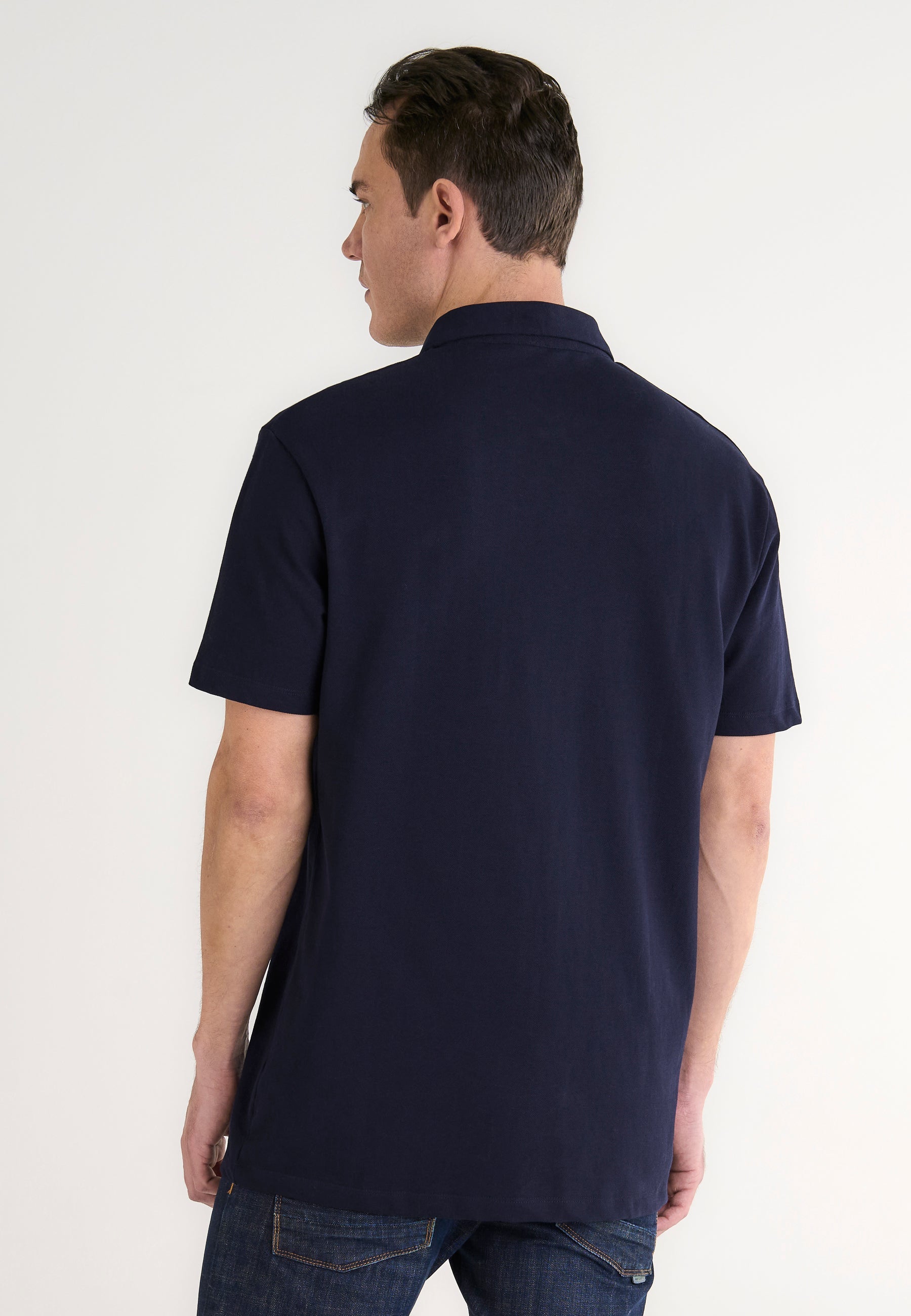 Polo Hombre Manga Corta Algodón Piqué Liso - Azul Marino 0102_39
