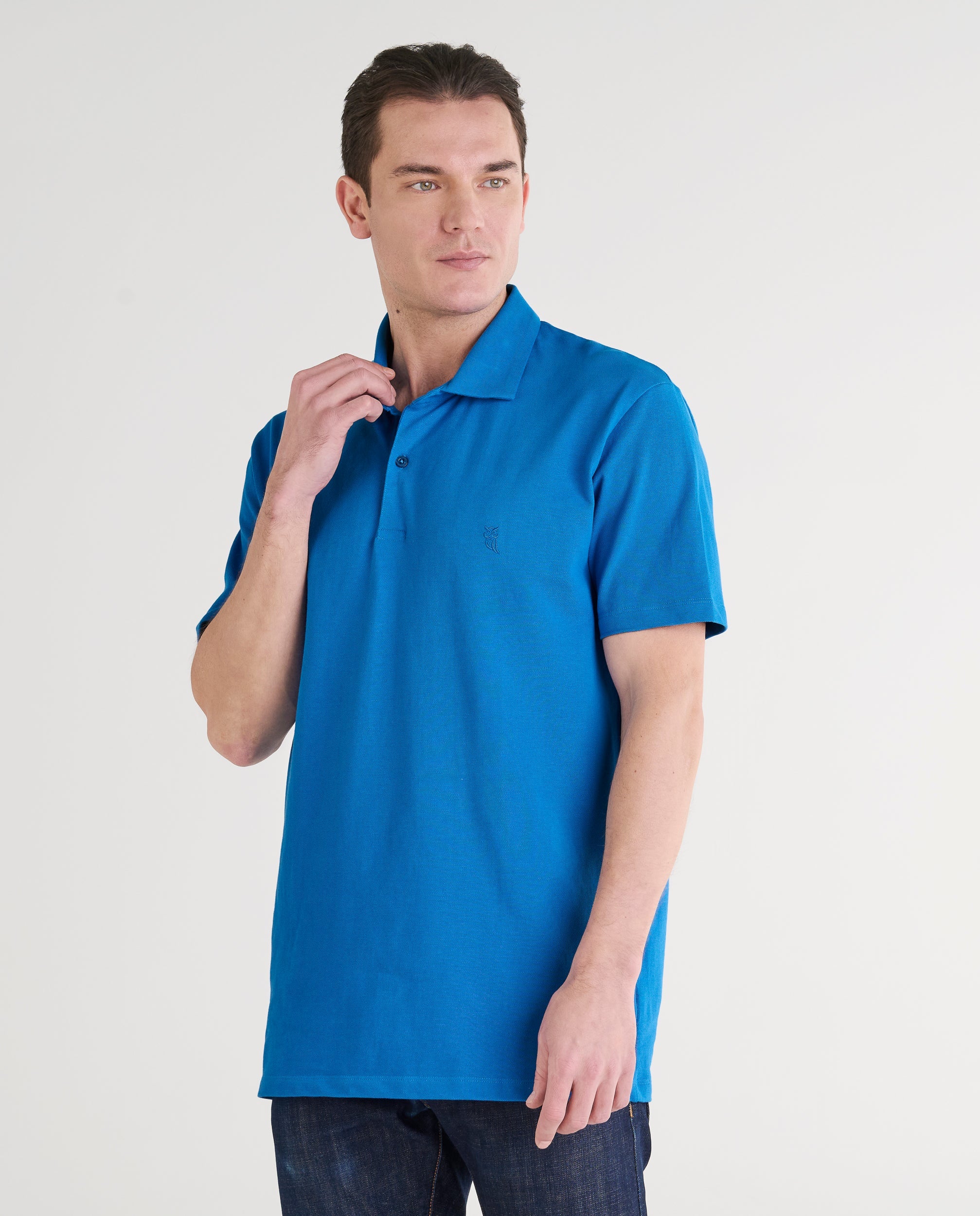 Polo Hombre Manga Corta Algodón Piqué Liso - Azul Royal 0103_36