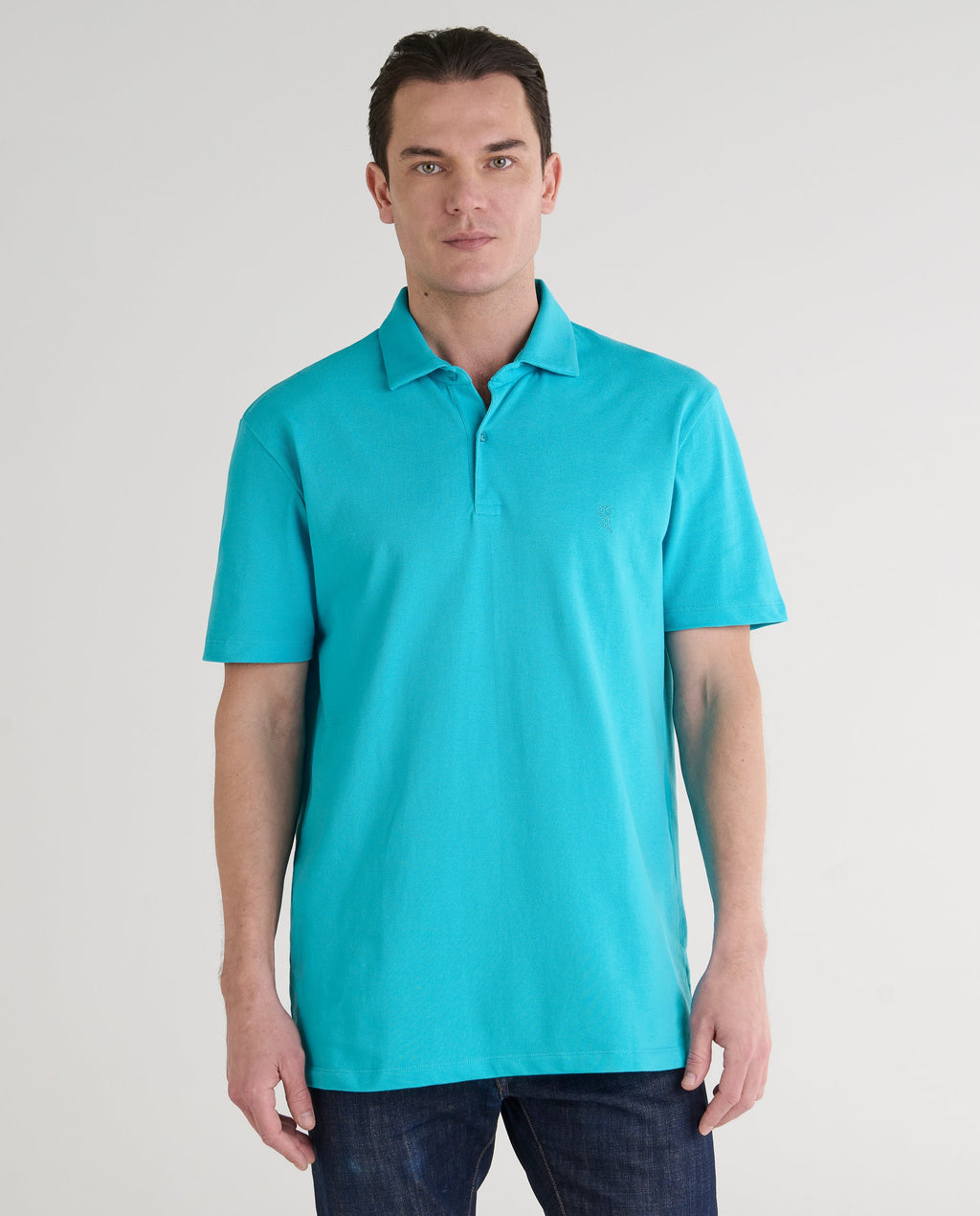 Polo Hombre Manga Corta Algodón Piqué Liso - Azul Claro 0104_30