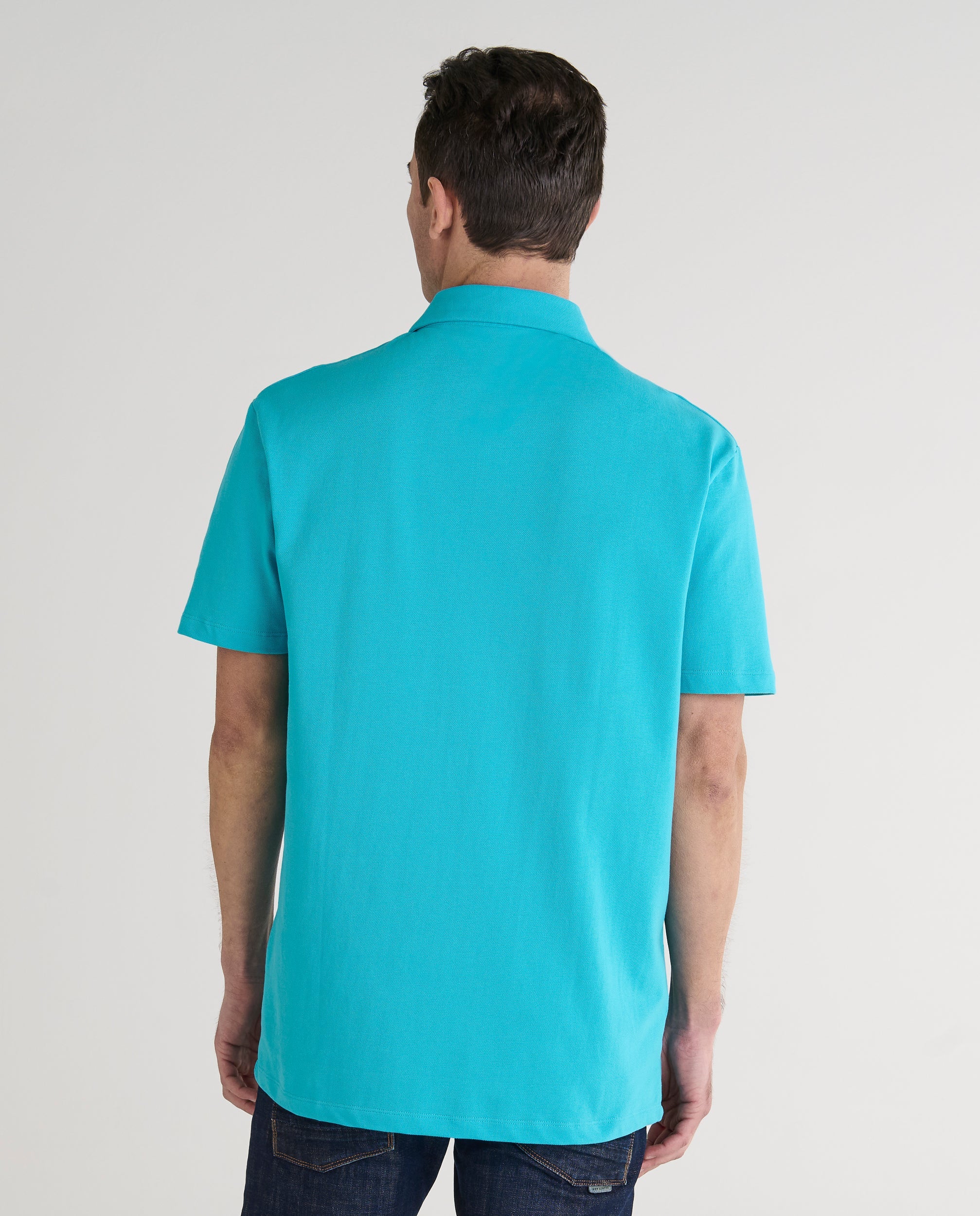Polo Hombre Manga Corta Algodón Piqué Liso - Azul Claro 0104_30