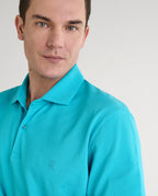 Polo Hombre Manga Corta Algodón Piqué Liso - Azul Claro 0104_30