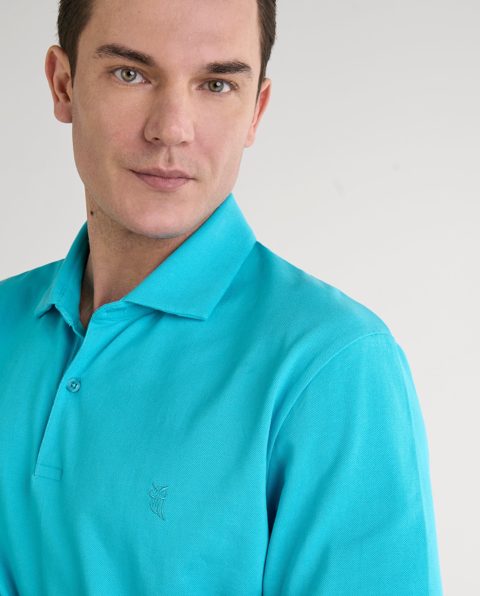 Polo Hombre Manga Corta Algodón Piqué Liso - Azul Claro 0104_30