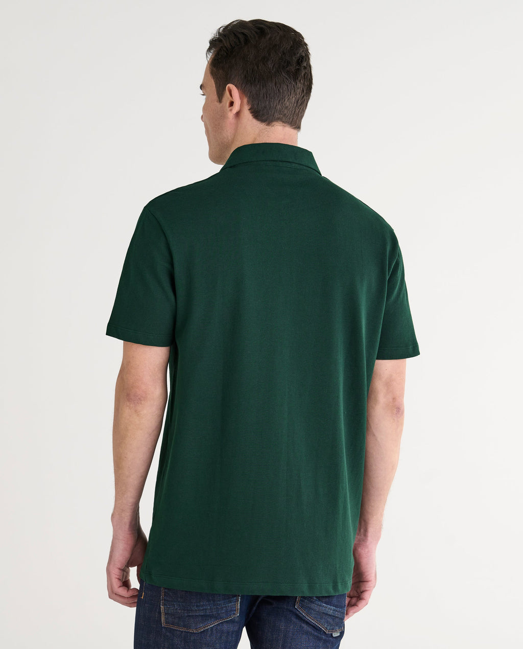 Polo Hombre Manga Corta Algodón Piqué Liso - Verde Botella 0105_46