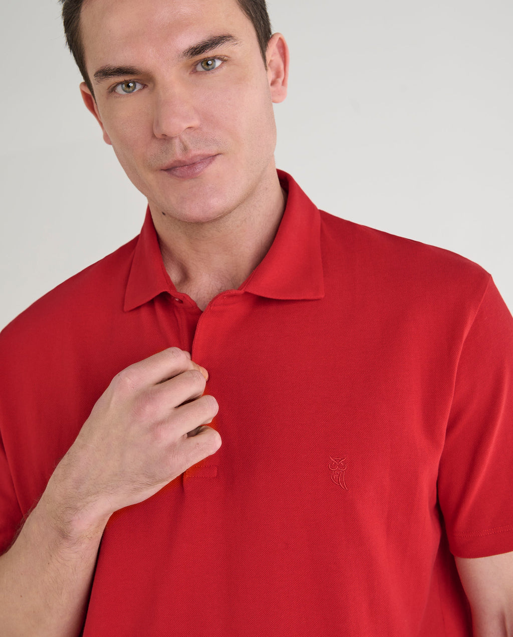 Polo Hombre Manga Corta Algodón Piqué Liso - Rojo 0107_90