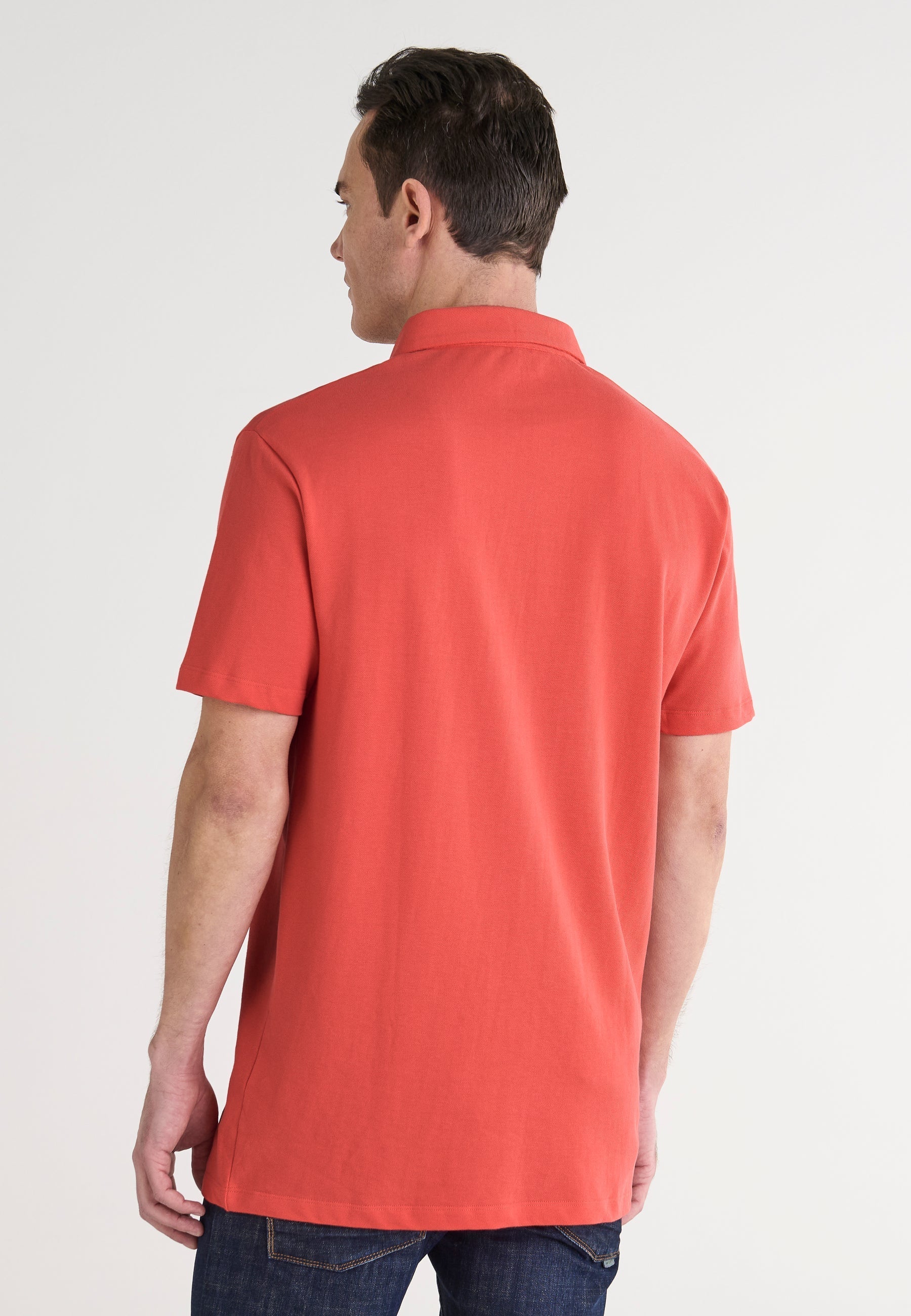 Polo Hombre Manga Corta Algodón Piqué Liso - Salmón 0108_93