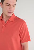 Polo Hombre Manga Corta Algodón Piqué Liso - Salmón 0108_93