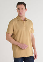 Polo Hombre Manga Corta Algodón Piqué Liso - Beige 0109_10