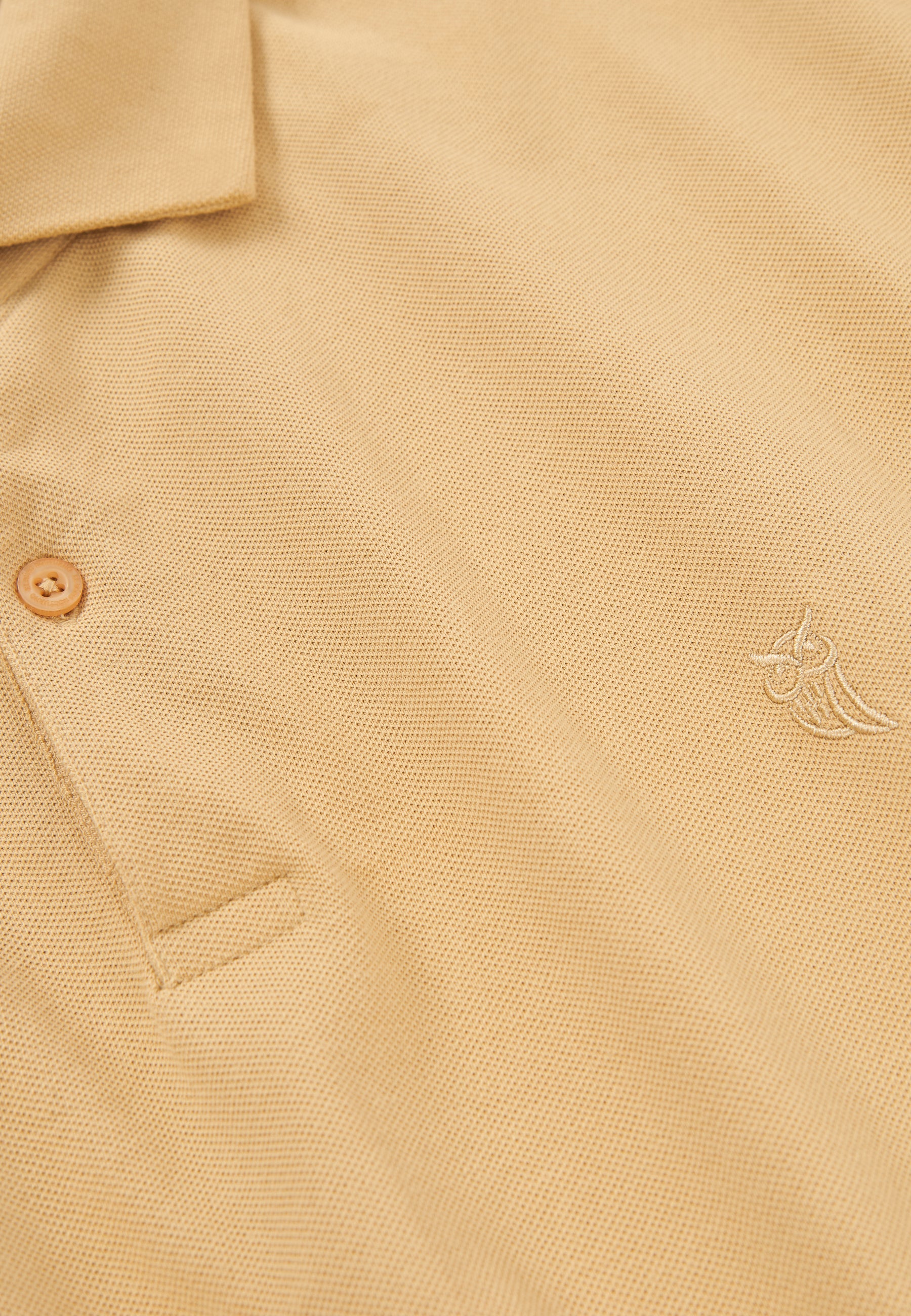 Polo Hombre Manga Corta Algodón Piqué Liso - Beige 0109_10