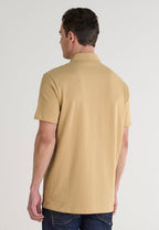 Polo Hombre Manga Corta Algodón Piqué Liso - Beige 0109_10