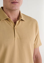 Polo Hombre Manga Corta Algodón Piqué Liso - Beige 0109_10