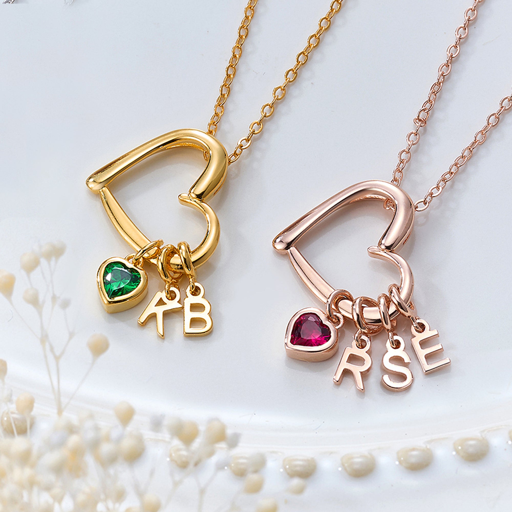Personalizada Corazón Birthstone Collar de la Familia con 1-6 Inicial Día de la Madre Cumpleaños Regalo para la abuela Mamá Mujer