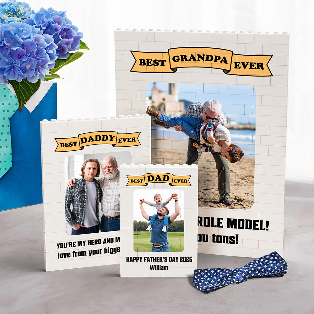 Puzzles de ladrillos ABS personalizados con foto y 1-2 textos Día del Padre Cumpleaños Aniversario Regalo para Papá Abuelo