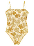Eres Tropical Leaf Print One-Piece Swimsuit — Cream