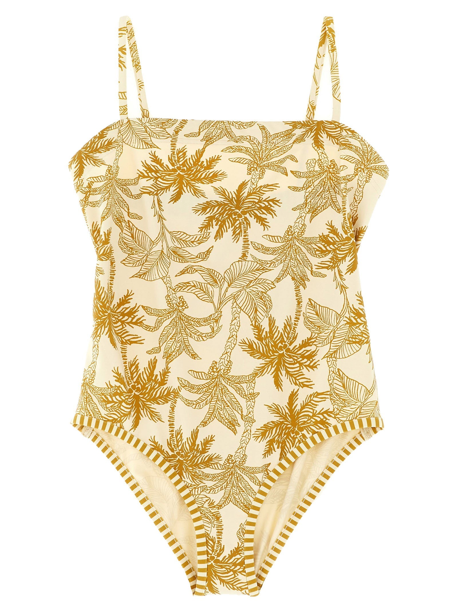 Eres Tropical Leaf Print One-Piece Swimsuit — Cream