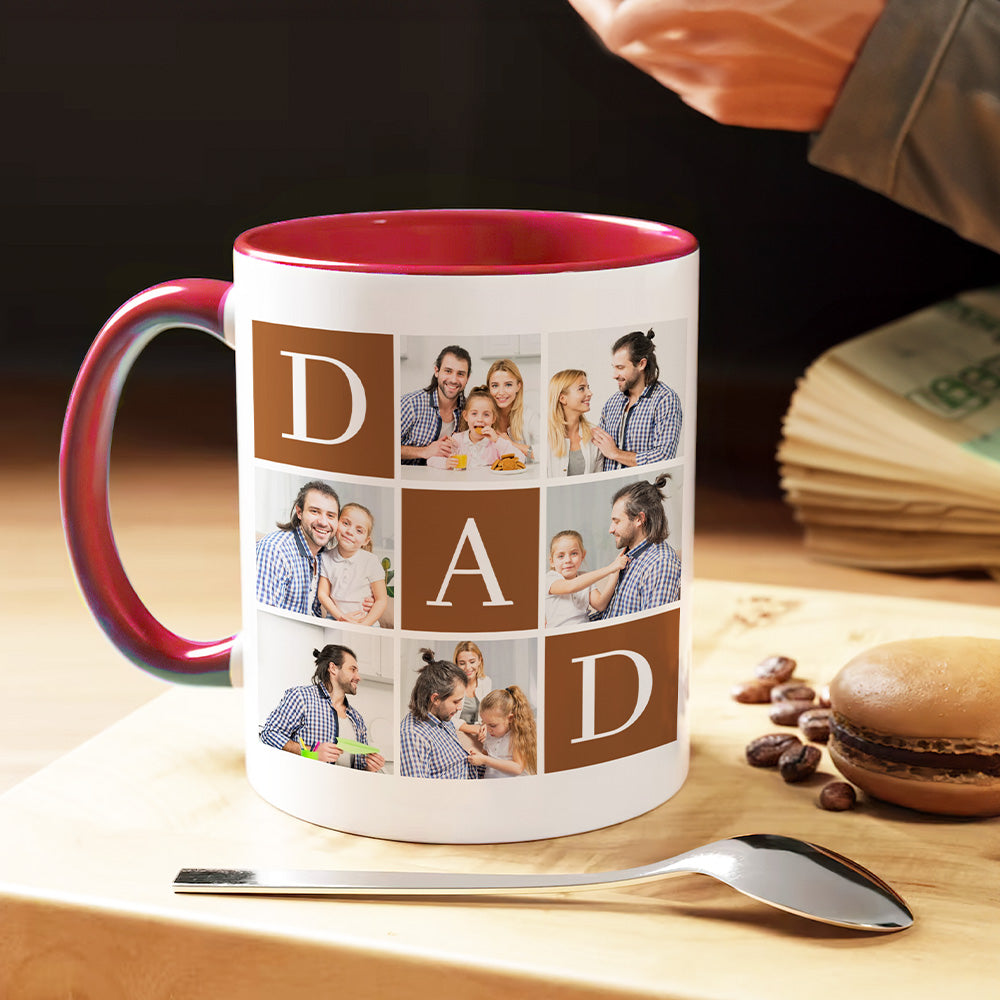 Personalizada Papá 6 Fotos Collage 11 oz 15 oz Taza de café de cerámica Decoración del hogar Cumpleaños Día del Padre Regalo para papá