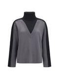 MM6 Maison Margiela Two-Tone High-Neck Sweater — Black