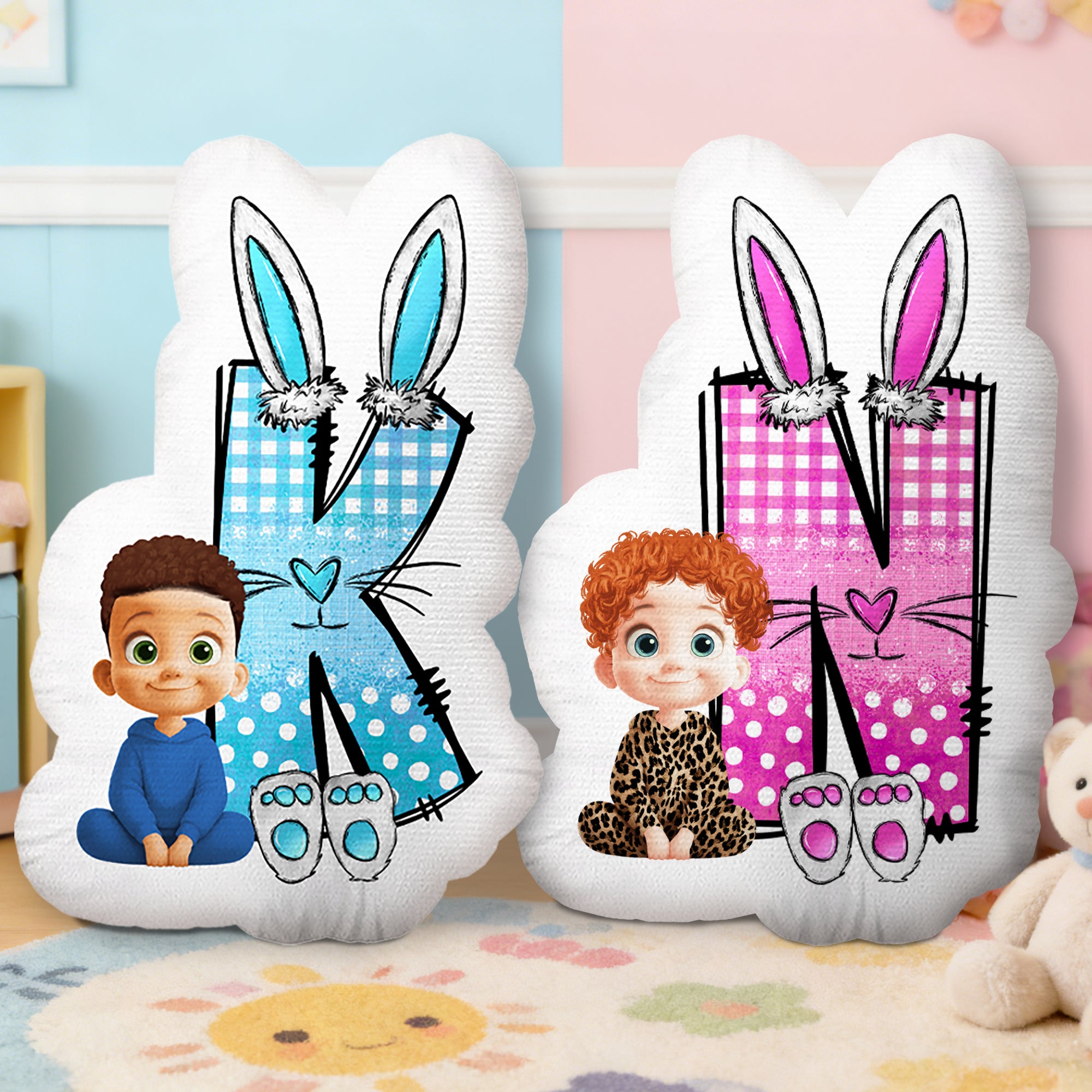 Cojín personalizado en forma de inicial para niño de dibujos animados Decoración del hogar Regalo de cumpleaños para niños Niñas