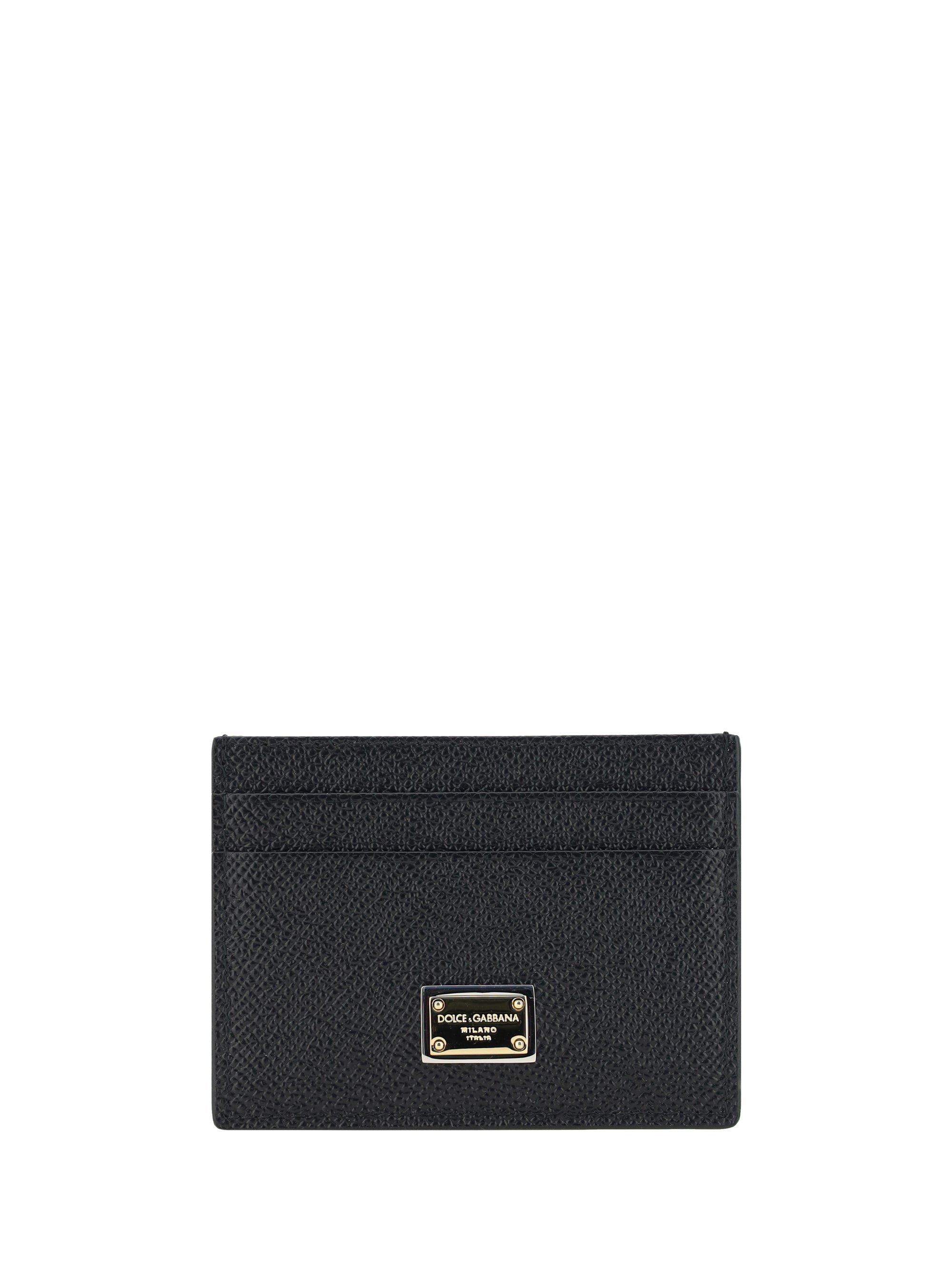 Dolce & Gabbana Textured Calfskin Card Case — Black