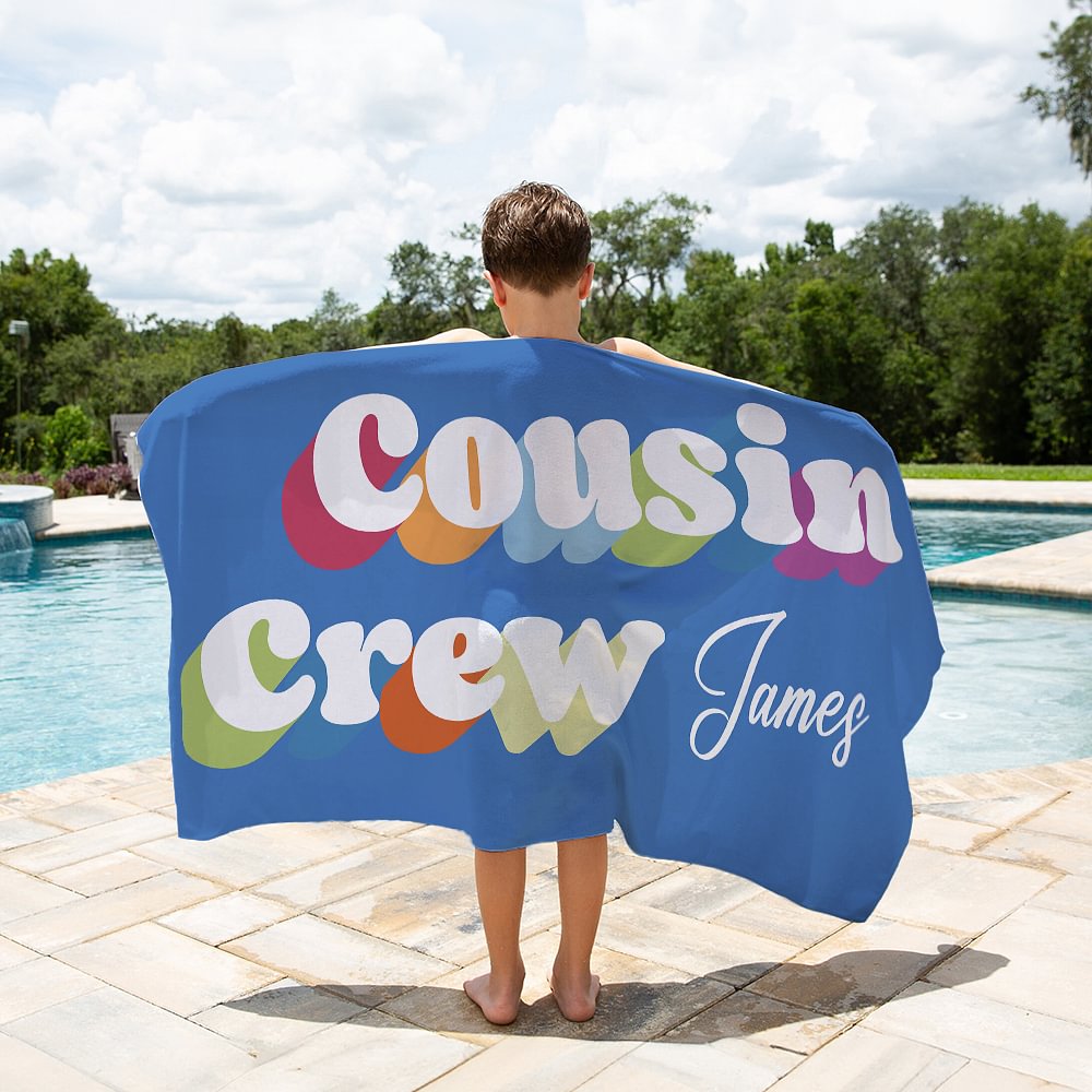 Toalla de Playa Personalizada Multicolor de Secado Rápido con Nombre Accesorios de Vacaciones de Verano Regalo de Cumpleaños para Niños Niñas
