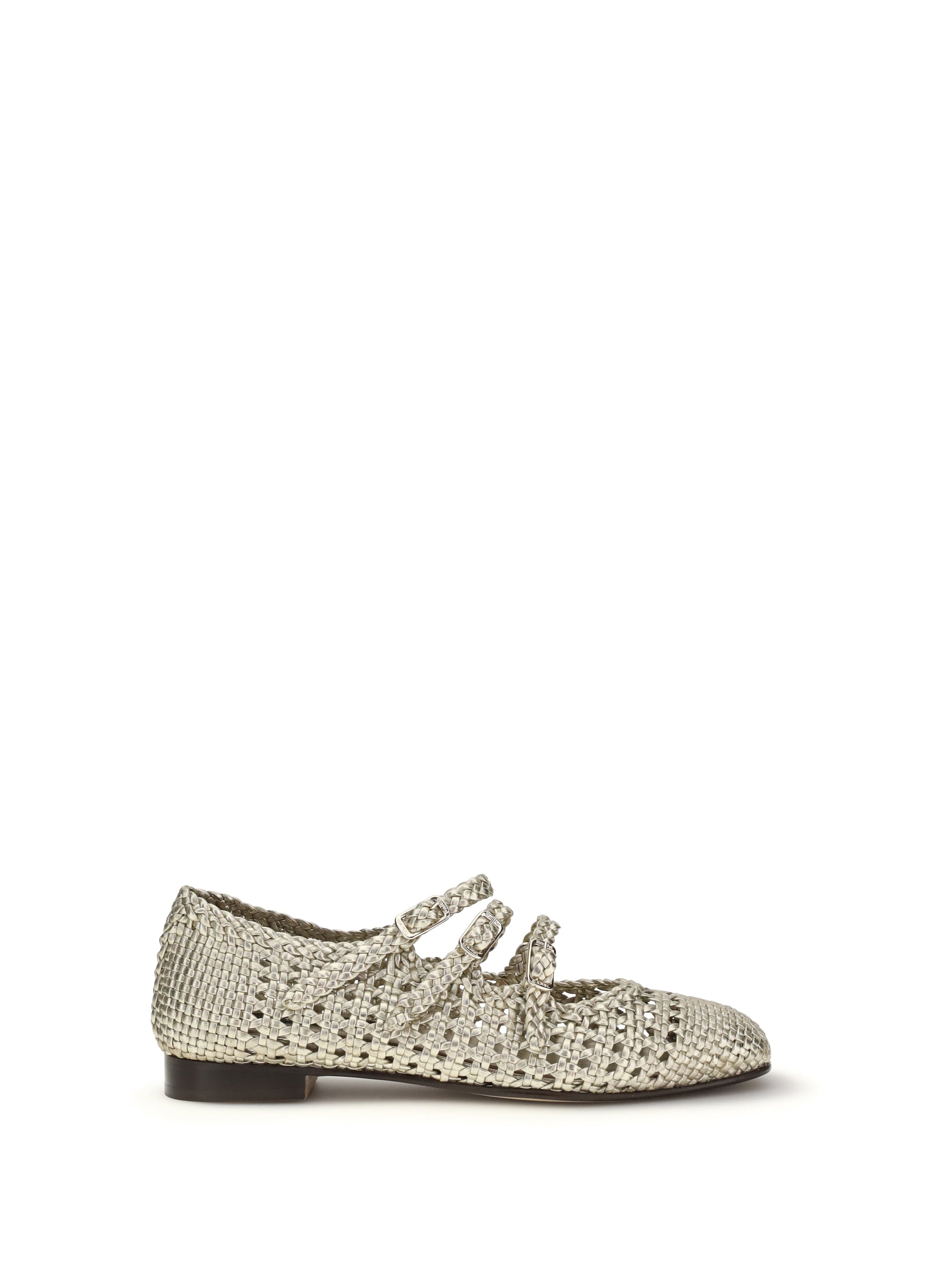 Carel Paris Woven Metallic Leather Mary Jane — Silver