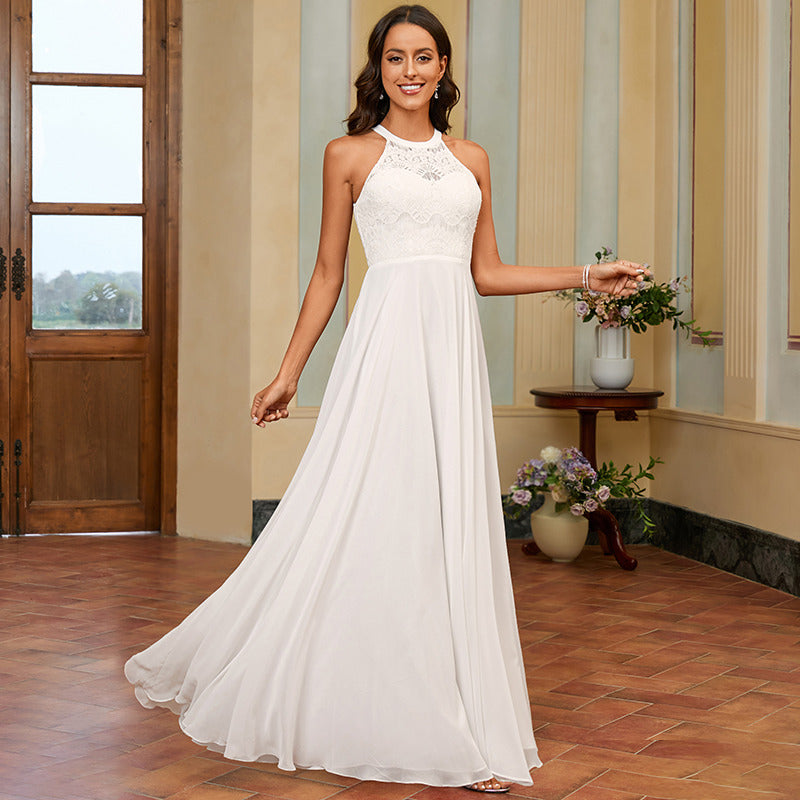 Bridal Wedding Dress Ivory Sleeveless Long Scoop A-line