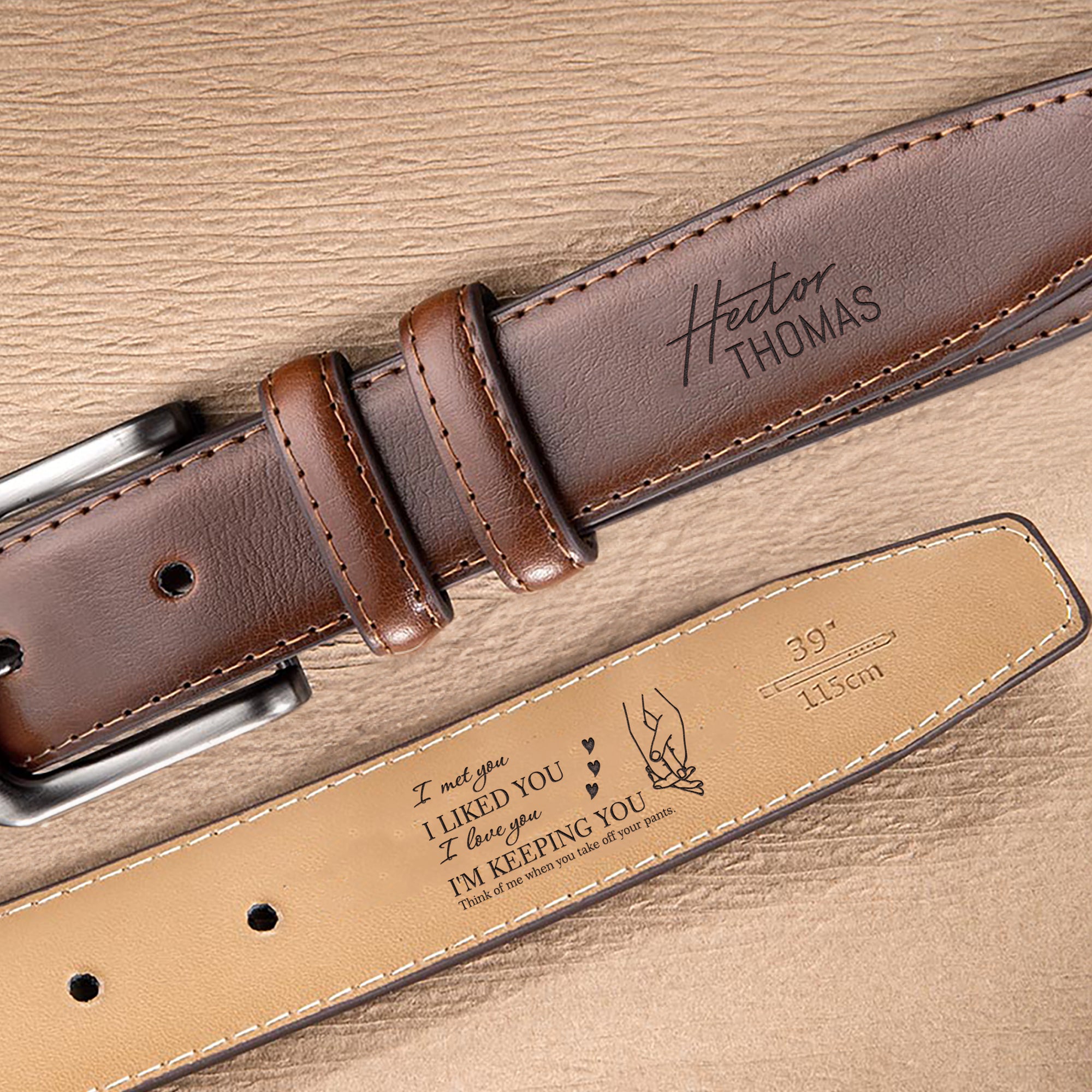 Personalizado Inicial Divertido Hombres Casual Hebilla Cinturón de cuero con texto grabado y el nombre de cumpleaños de San Valentín Día de regalo para el marido novio
